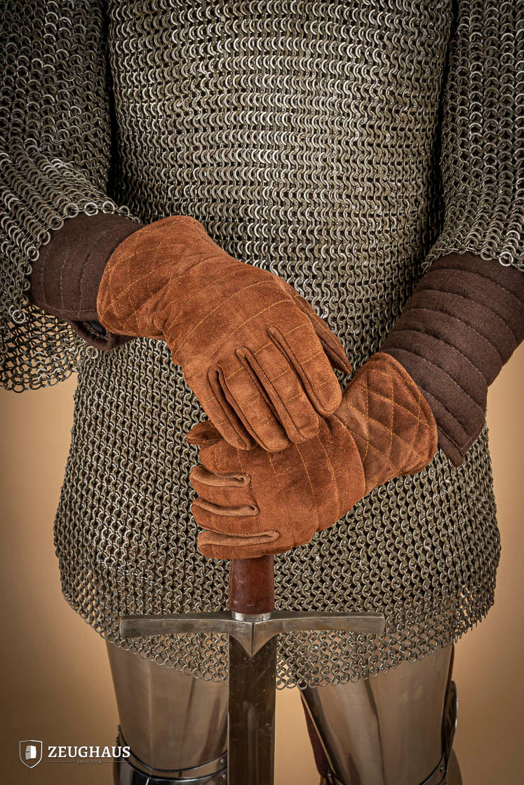 Suede Gloves for Gauntlets Brown