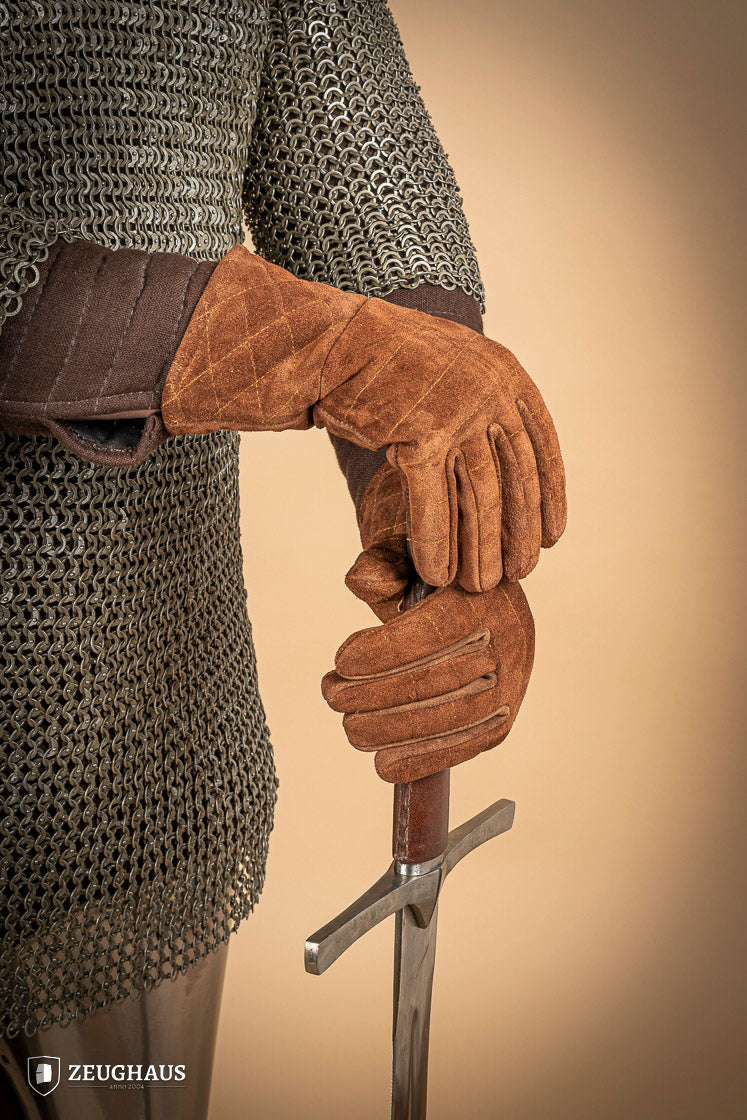 Suede Gloves for Gauntlets Brown