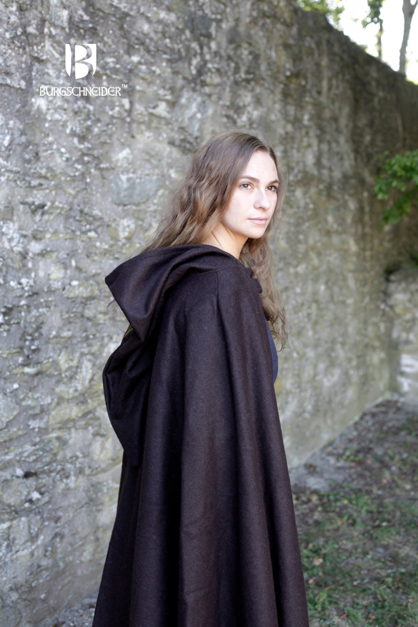 Wool Hooded Cloak Hibernus Brown