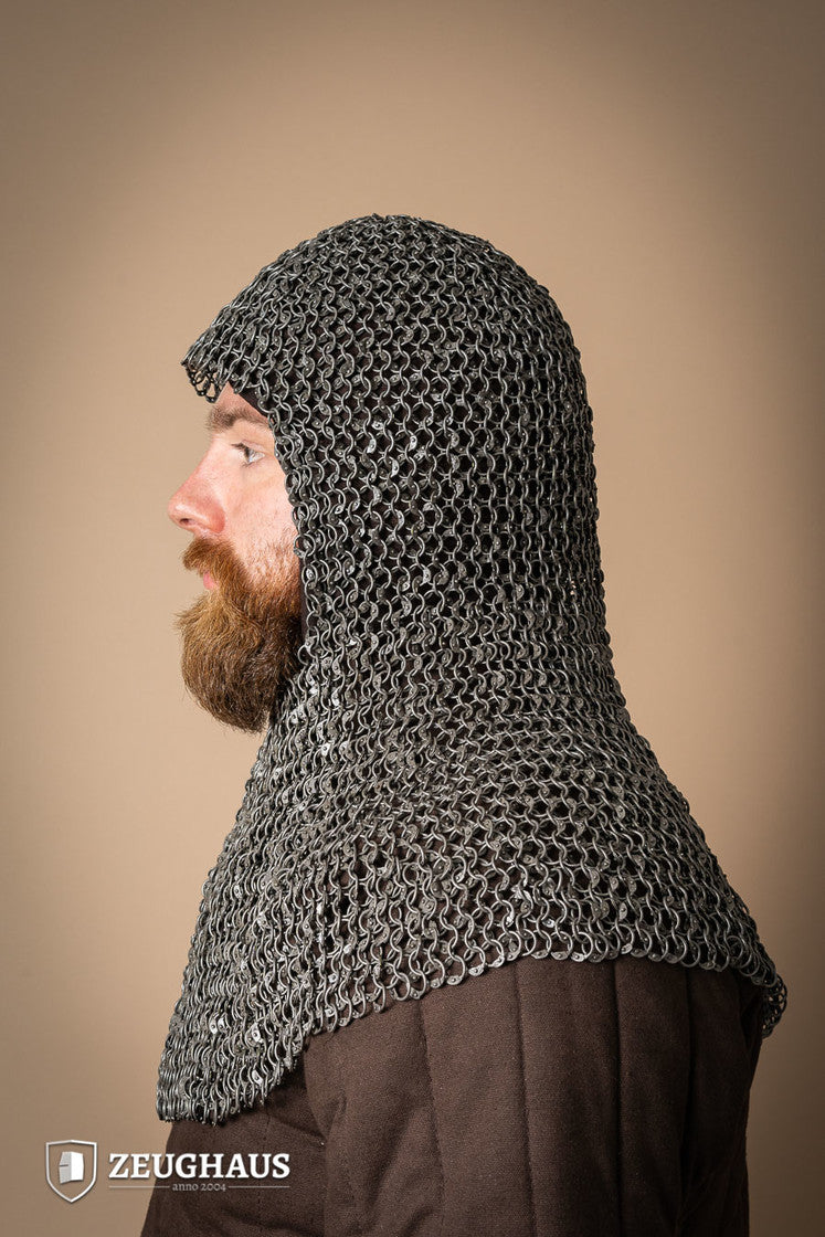 Chainmail Hood Roundring Riveted 10mm Steel Oiled