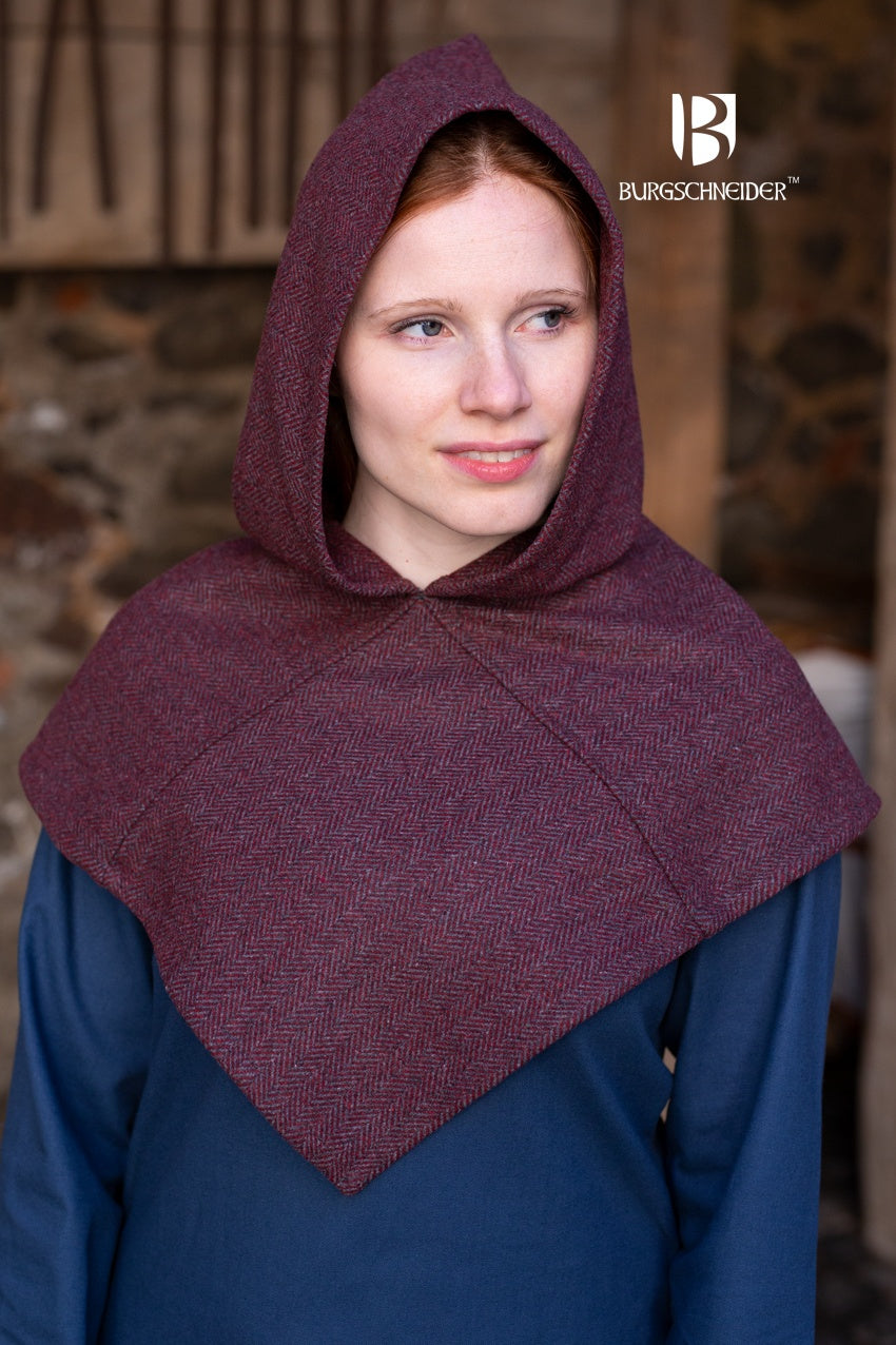 Skjoldehamn Cowl Knud Herringbone Burgundy/Grey