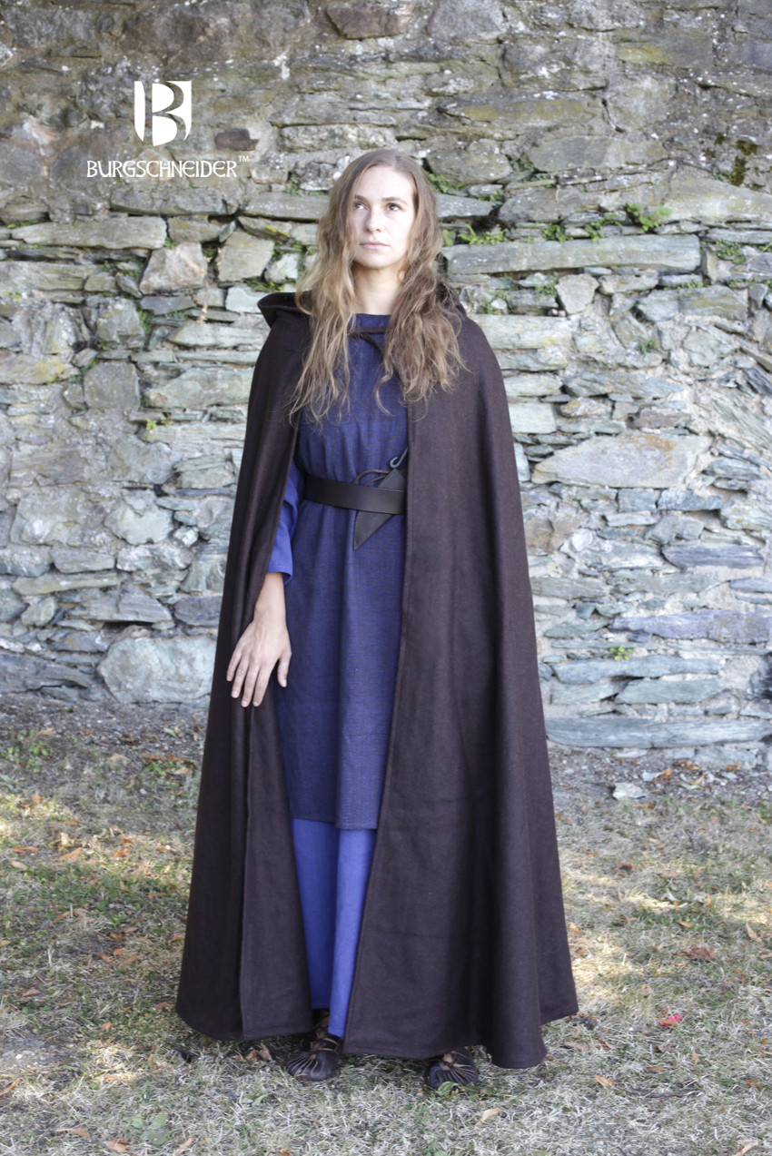 Women'S Single Button Wool Cloak Designer Women Retro Hooded Solid Color  Floor-To-Ceiling Medieval Long Cloak Coat 