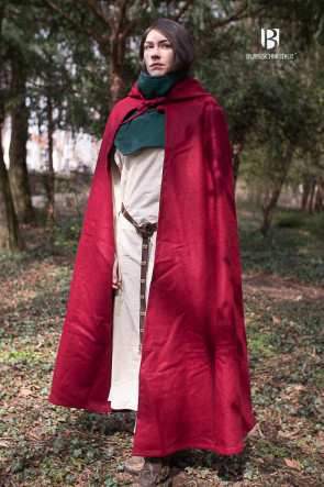 Black Medieval Cape with Hood (Wool Loden) – Larva – Historical Dressmaking