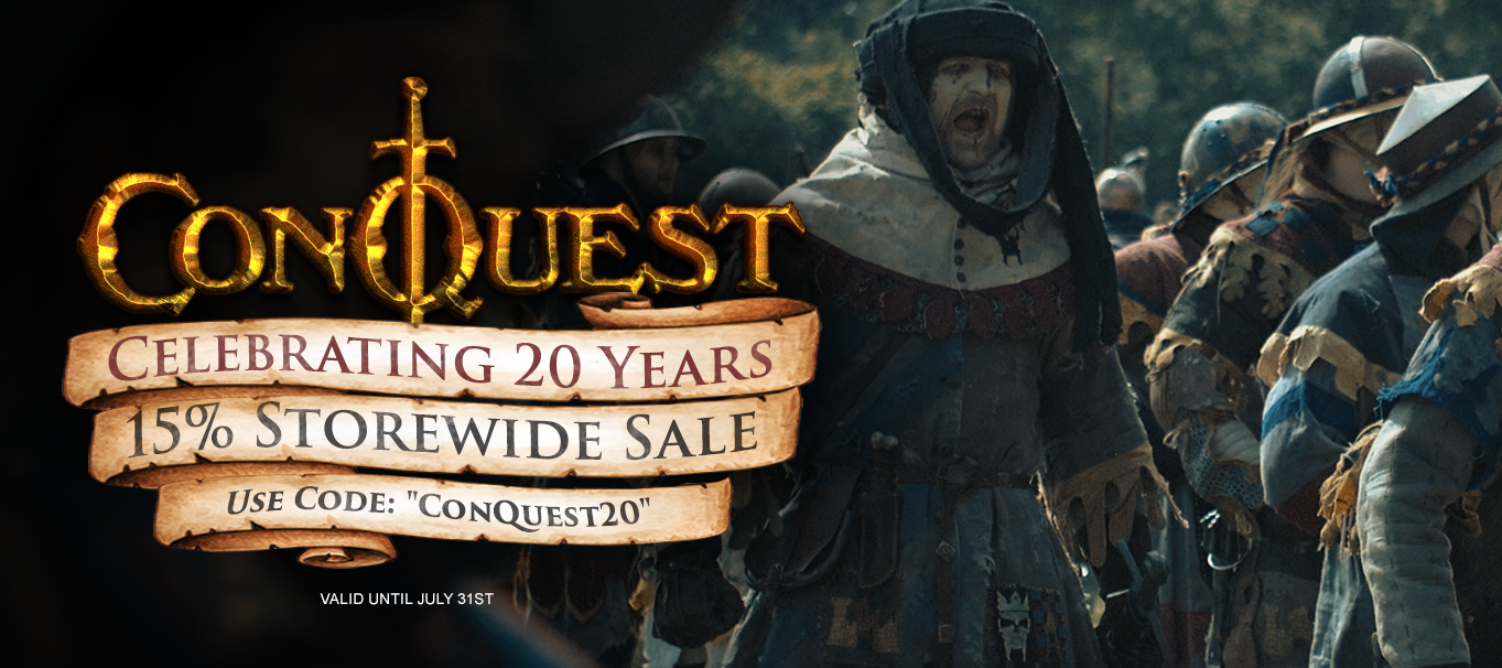 ConQuest celebrating 10 Years. 15% Storewide Sale. Use Code. ConQuest20 valid until July 31st.